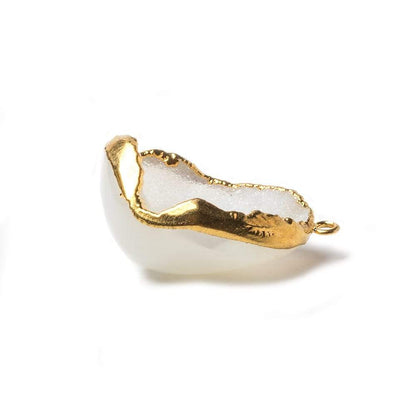 30x22x14mm Gold Leaf Edge White Agate Drusy Pendant 1 piece