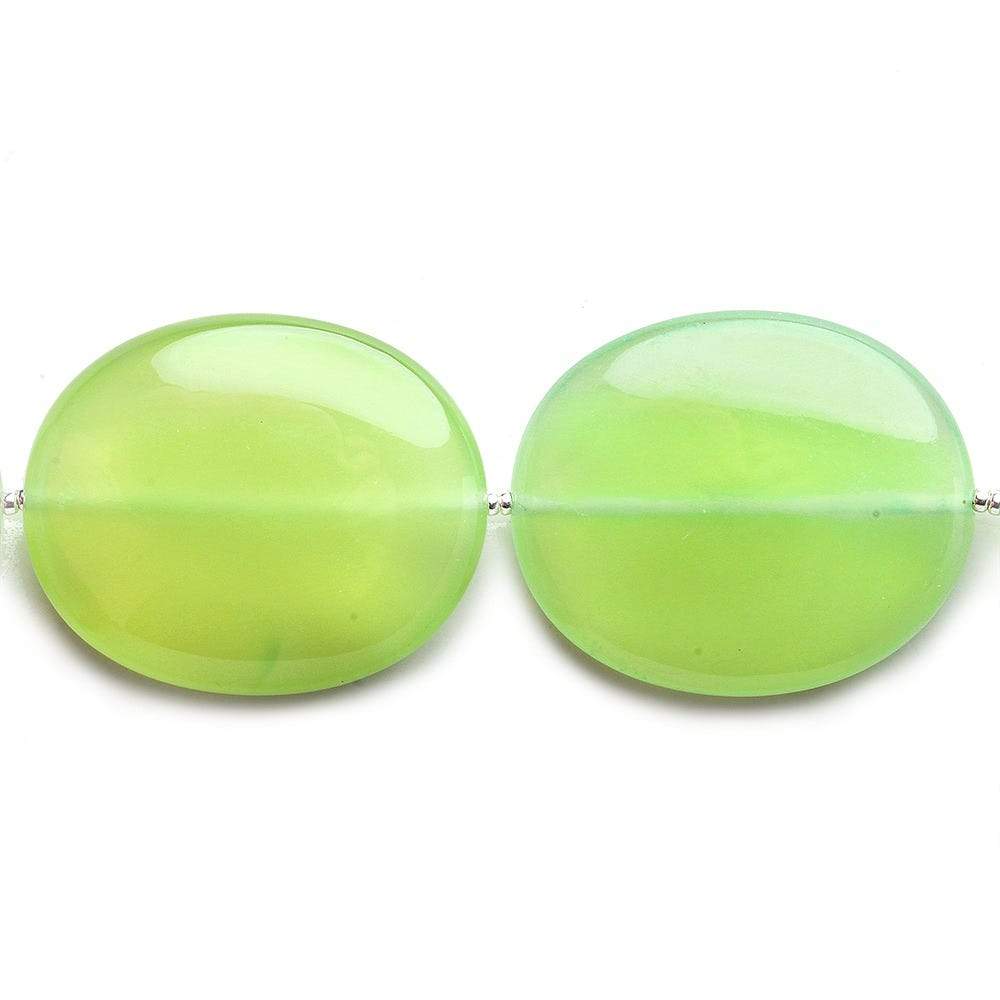 30x25mm Margarita Green Chalcedony Plain Ovals 8 inch 7 beads A