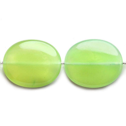 30x25mm Margarita Green Chalcedony Plain Ovals 8 inch 7 beads A