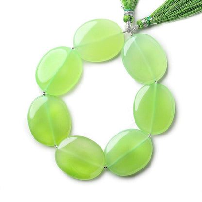 30x25mm Margarita Green Chalcedony Plain Ovals 8 inch 7 beads A
