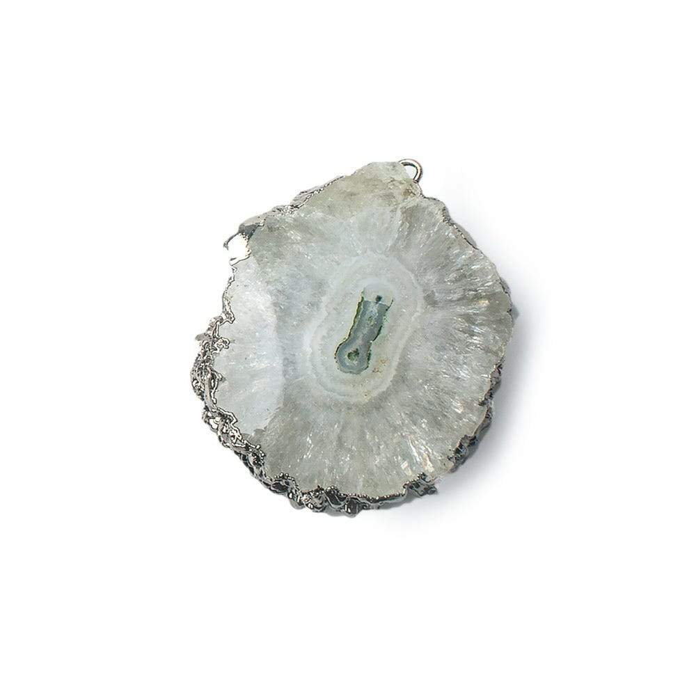 30x27mm Black Gold Leafed Solar Quartz Slice Focal Bead 1 piece