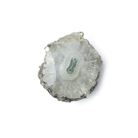 30x27mm Black Gold Leafed Solar Quartz Slice Focal Bead 1 piece