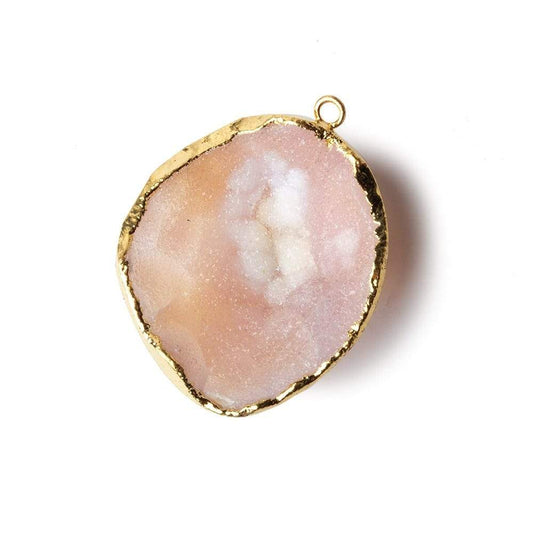 30x27x11mm Gold Leafed Pale Pink Drusy Focal Pendant 1 piece