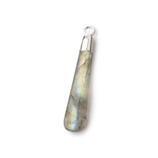 30x7mm Silver Leafed Labradorite Pear Pendant 1 piece