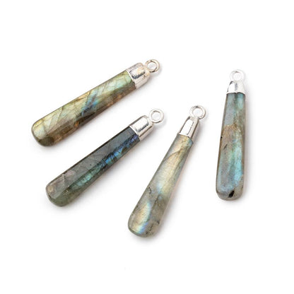 30x7mm Silver Leafed Labradorite Pear Pendant 1 piece