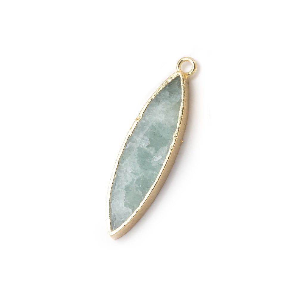 30x8mm Gold Leafed Aquamarine Marquise Focal Pendant 1 piece
