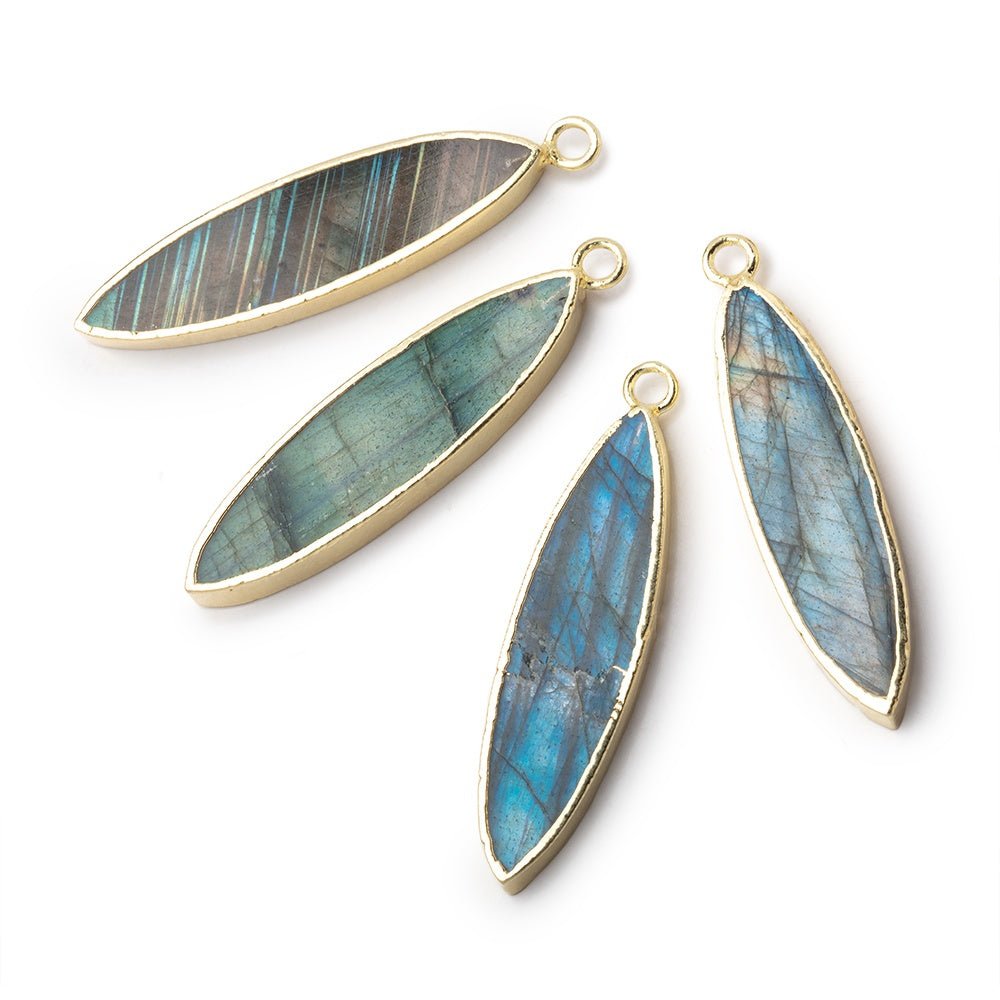 30x8mm Gold Leafed Labradorite Marquise Focal Pendant 1 piece