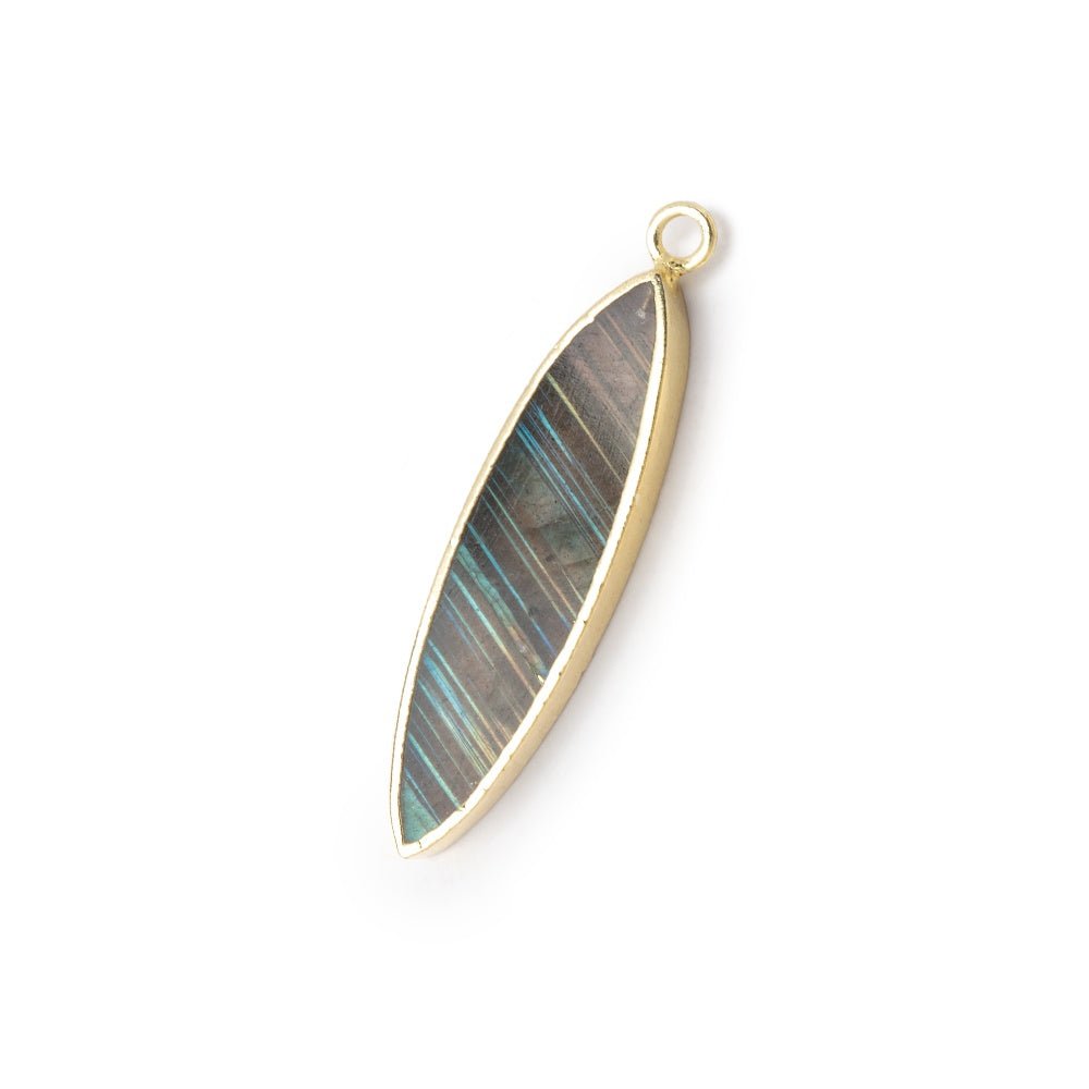 30x8mm Gold Leafed Labradorite Marquise Focal Pendant 1 piece