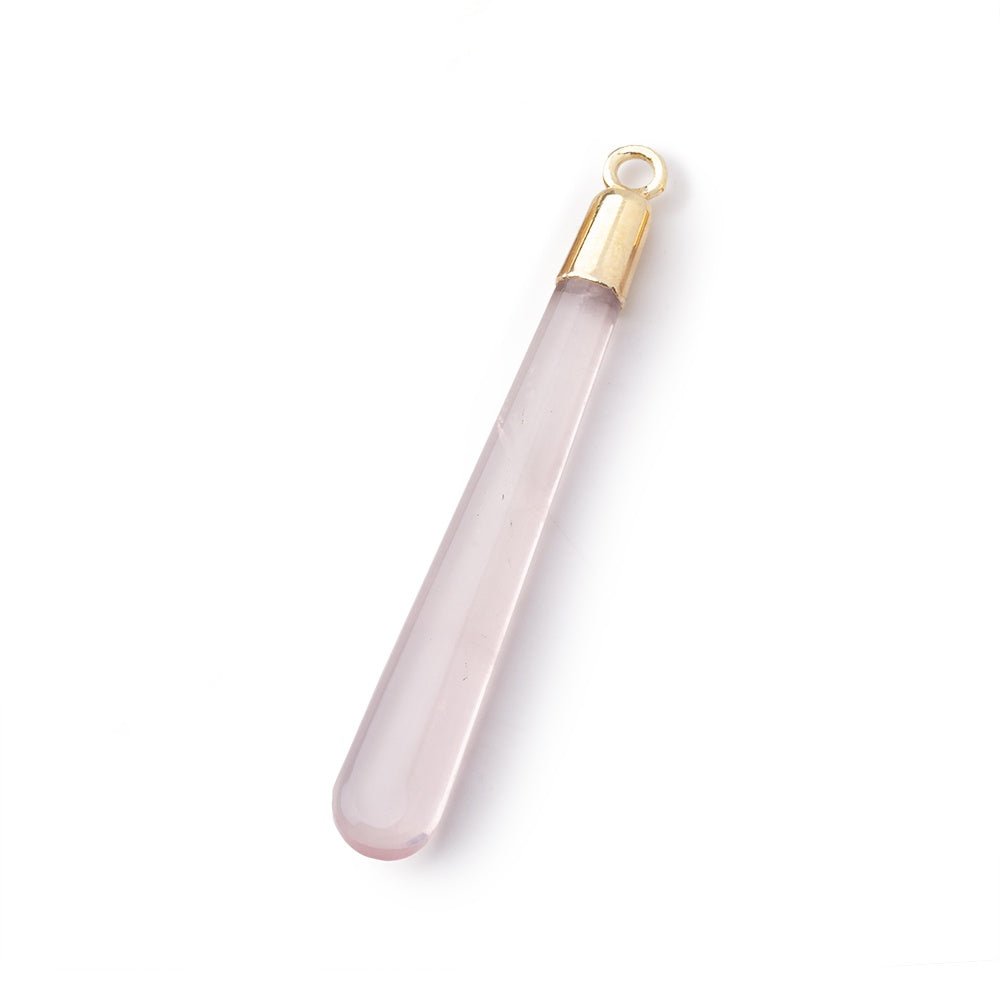 31-41mm Gold Leafed Rose Quartz Pear Pendant 1 focal piece