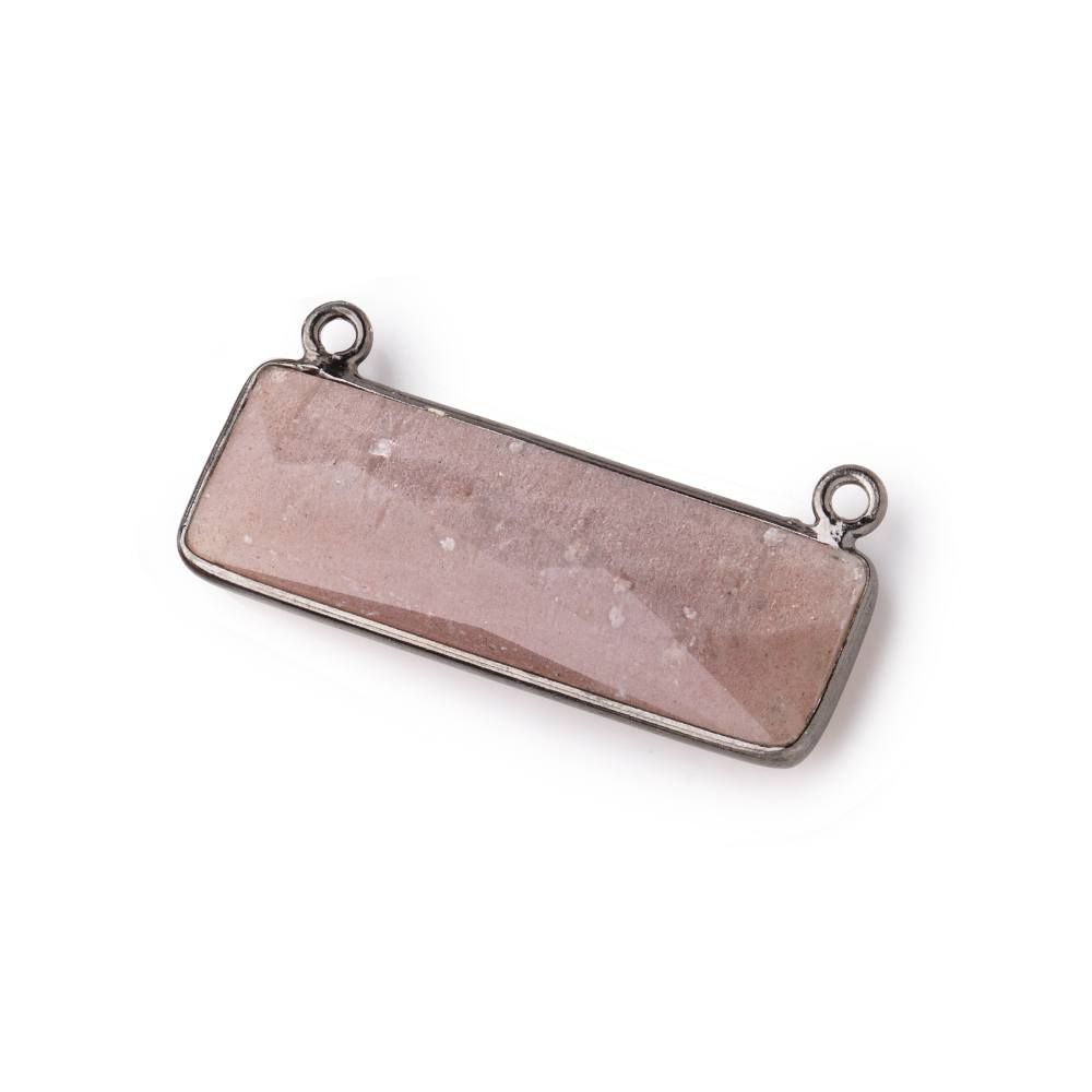 31x11mm Black Gold Bezel Chocolate Moonstone Bar 2 ring Connector East West 1 pc