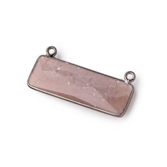 31x11mm Black Gold Bezel Chocolate Moonstone Bar 2 ring Connector East West 1 pc