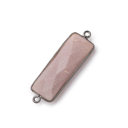 31x11mm Black Gold Bezel Chocolate Moonstone Bar 2 ring Connector North South 1 pc