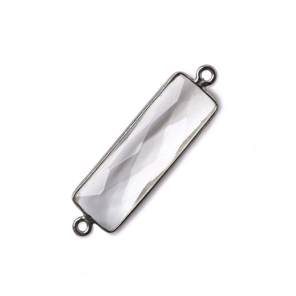 31x11mm Black Gold Bezel Crystal Quartz Bar 2 ring Connector North South 1 pc
