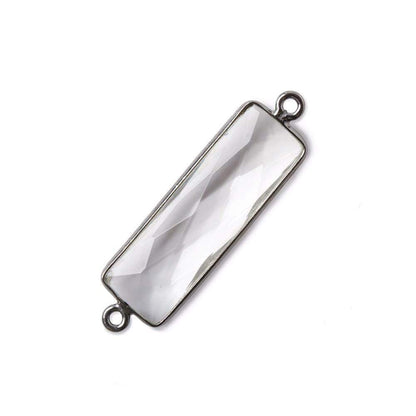 31x11mm Black Gold Bezel Crystal Quartz Bar 2 ring Connector North South 1 pc