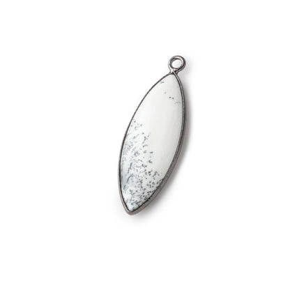 31x11mm Black Gold Bezel Dendritic Opal Plain Marquise Pendant 1 piece