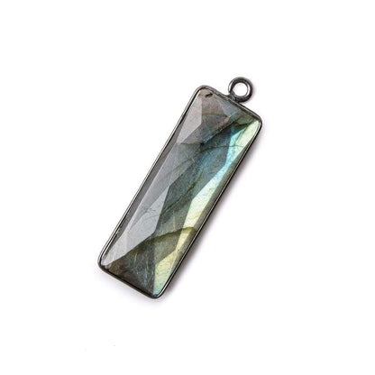 31x11mm Black Gold Bezel Labradorite Bar 1 ring pendant 1 piece