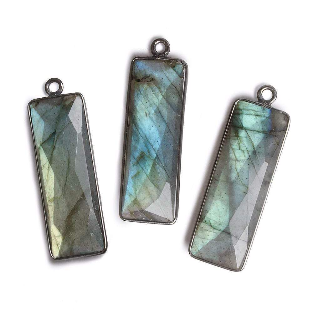 31x11mm Black Gold Bezel Labradorite Bar 1 ring pendant 1 piece
