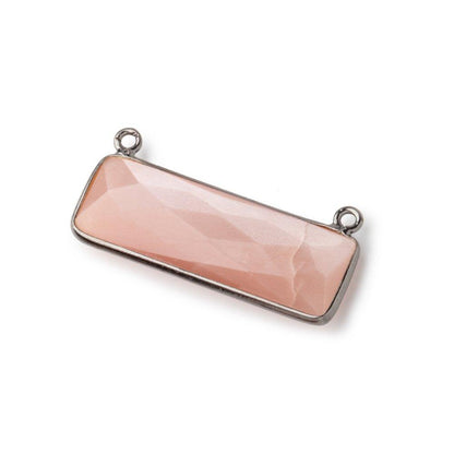 31x11mm Black Gold Bezel Peach Moonstone Bar 2 ring Connector East West 1 pc