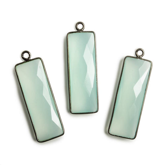 31x11mm Black Gold Bezel Seafoam Chalcedony Bar 1 ring pendant 1 piece