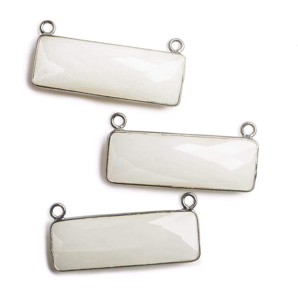 31x11mm Black Gold Bezel White Moonstone Bar 2 ring Connector East West 1 piece