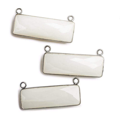 31x11mm Black Gold Bezel White Moonstone Bar 2 ring Connector East West 1 piece