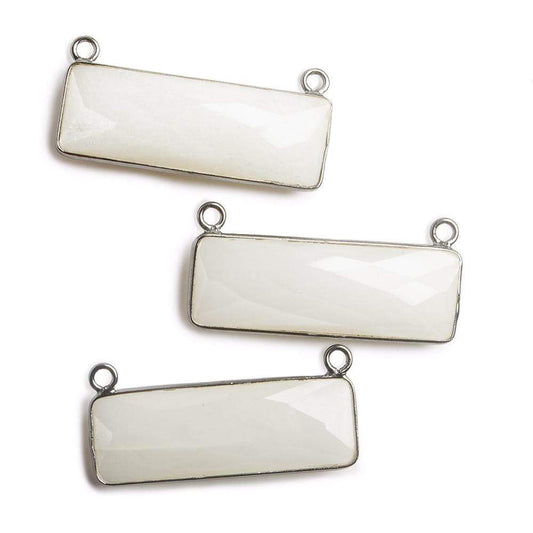 31x11mm Black Gold Bezel White Moonstone Bar 2 ring Connector East West 1 piece