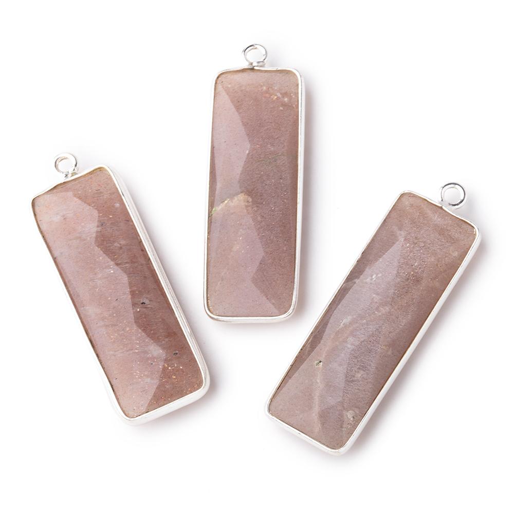 31x11mm Silver Bezel Chocolate Moonstone Bar 1 ring pendant 1 piece