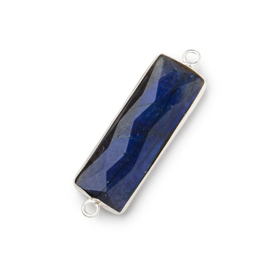 31x11mm Silver Bezel Labradorite Bar 2 ring Connector North South 1 piece