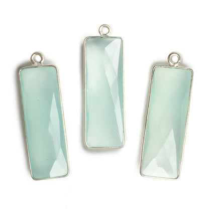 31x11mm Silver Bezel Light Seafoam Chalcedony Bar 1 ring pendant 1 piece