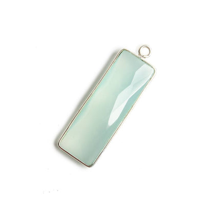 31x11mm Silver Bezel Light Seafoam Chalcedony Bar 1 ring pendant 1 piece