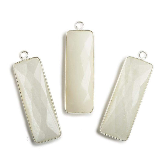 31x11mm Silver Bezel Soft White Moonstone Bar 1 ring pendant 1 piece