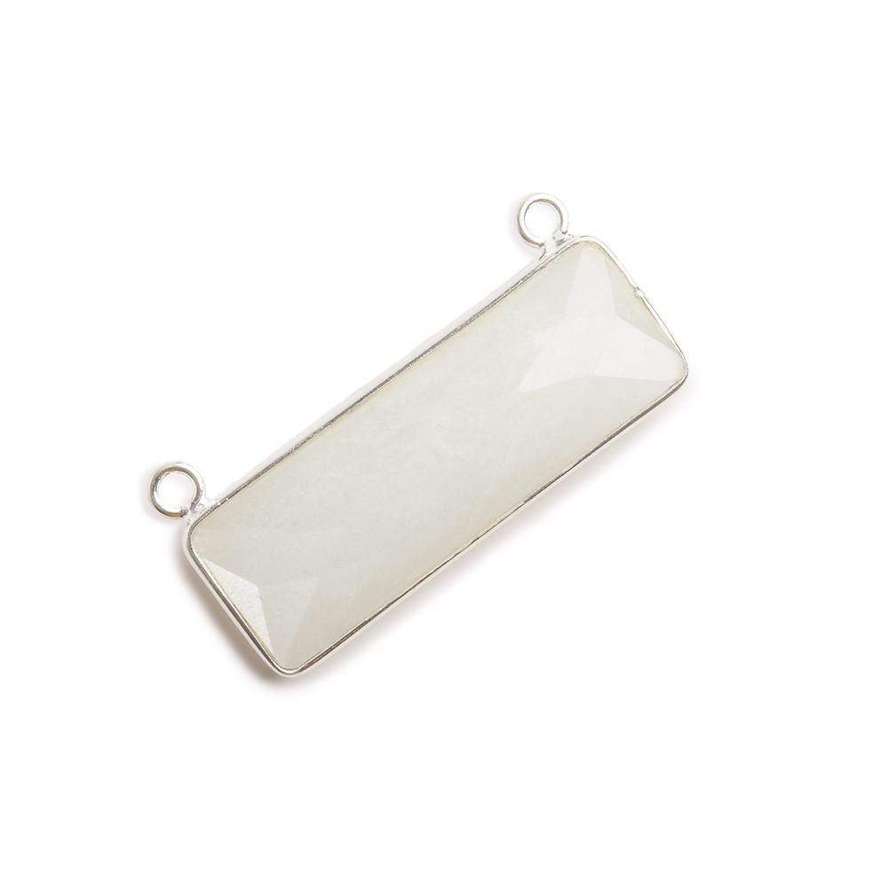 31x11mm Silver Bezel White Moonstone Bar 2 ring Connector East West 1 piece