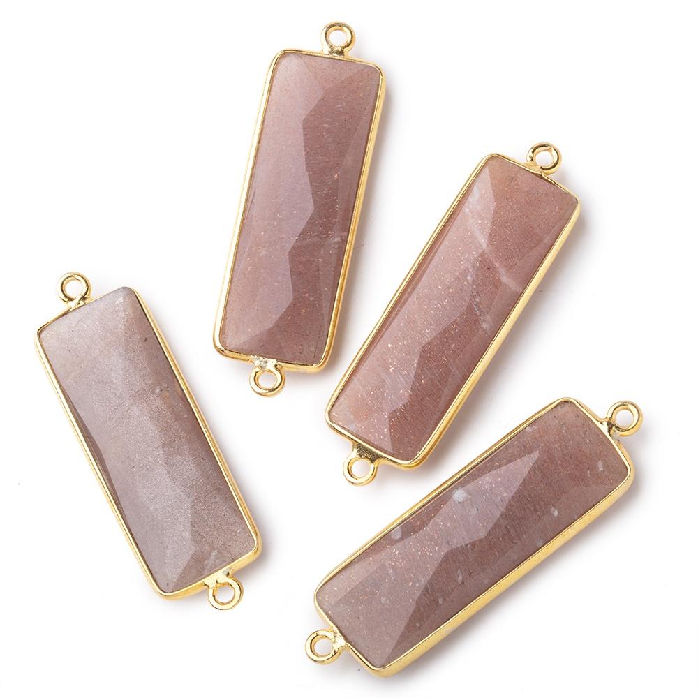 31x11mm Vermeil Bezel Chocolate Moonstone Bar 2 ring Connector North South 1 pc