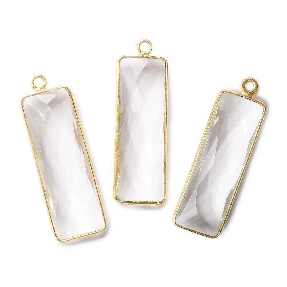 31x11mm Vermeil Bezel Crystal Quartz Bar 1 ring pendant 1 piece