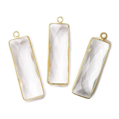 31x11mm Vermeil Bezel Crystal Quartz Bar 1 ring pendant 1 piece