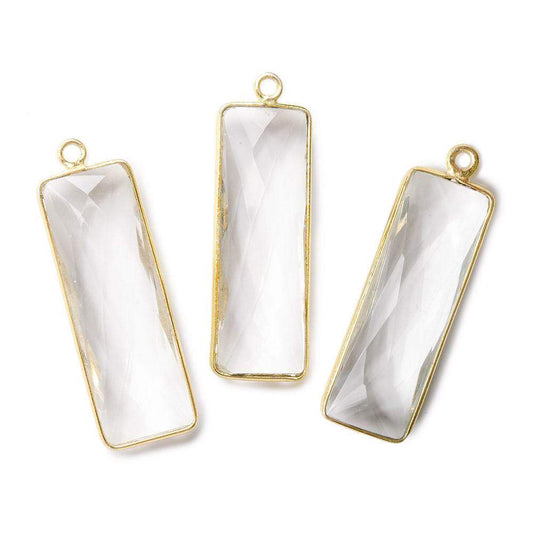 31x11mm Vermeil Bezel Crystal Quartz Bar 1 ring pendant 1 piece