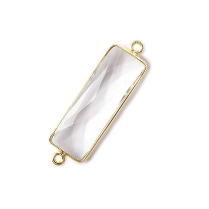 31x11mm Vermeil Bezel Crystal Quartz Bar 2 ring Connector North South 1 piece