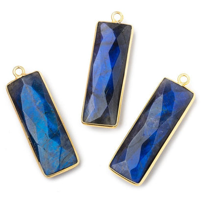 31x11mm Vermeil Bezel Labradorite Bar 1 ring pendant 1 piece