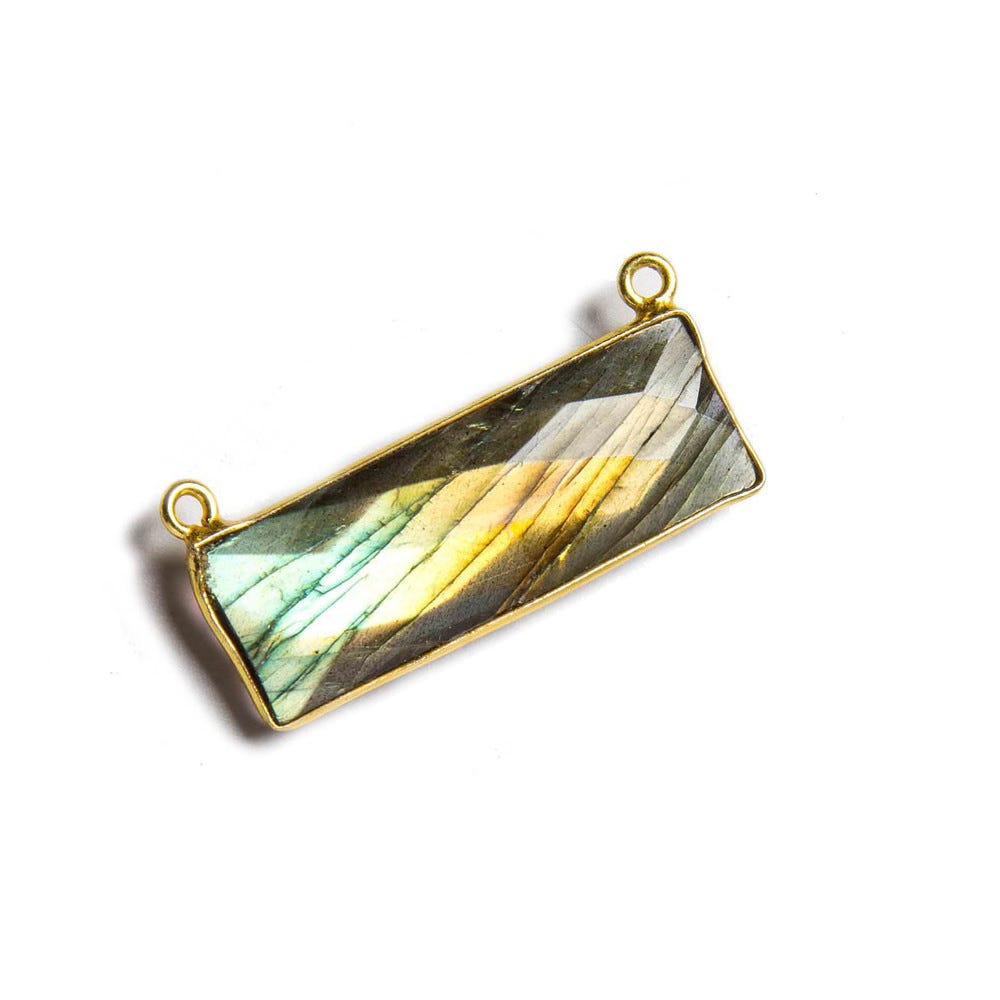 31x11mm Vermeil Bezel Labradorite Bar 2 ring Connector East West 1 piece