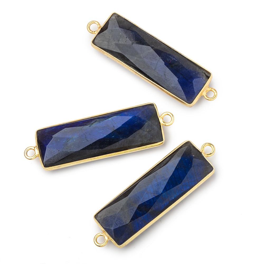 31x11mm Vermeil Bezel Labradorite Bar 2 ring Connector North South 1 piece