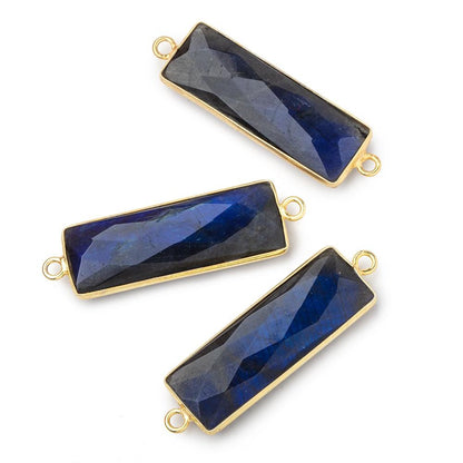 31x11mm Vermeil Bezel Labradorite Bar 2 ring Connector North South 1 piece