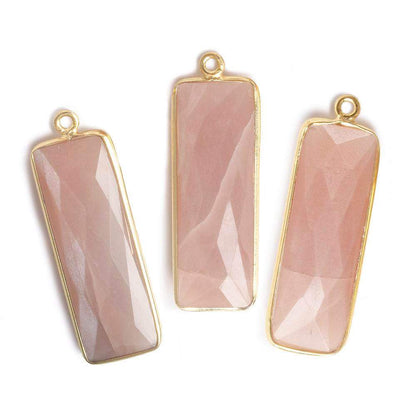 31x11mm Vermeil Bezel Peach Moonstone Bar 1 ring pendant 1 piece