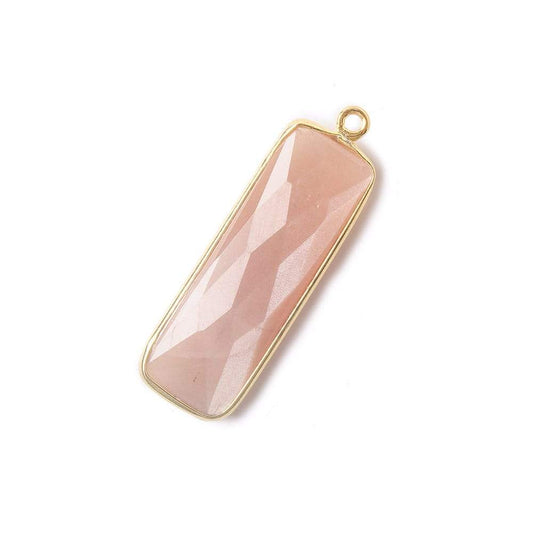 31x11mm Vermeil Bezel Peach Moonstone Bar 1 ring pendant 1 piece