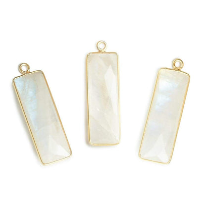 31x11mm Vermeil Bezel Rainbow Moonstone Bar 1 ring pendant 1 piece