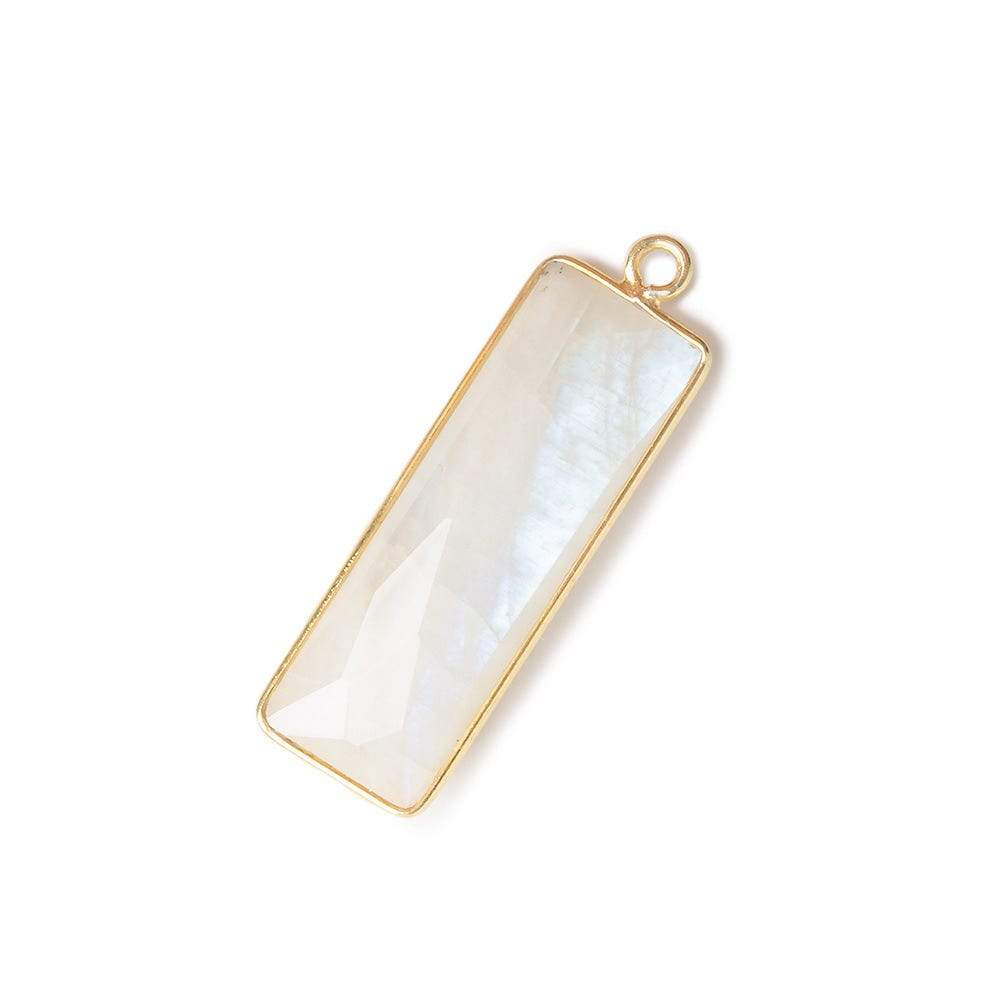 31x11mm Vermeil Bezel Rainbow Moonstone Bar 1 ring pendant 1 piece