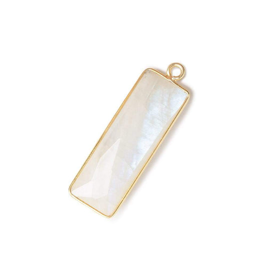 31x11mm Vermeil Bezel Rainbow Moonstone Bar 1 ring pendant 1 piece