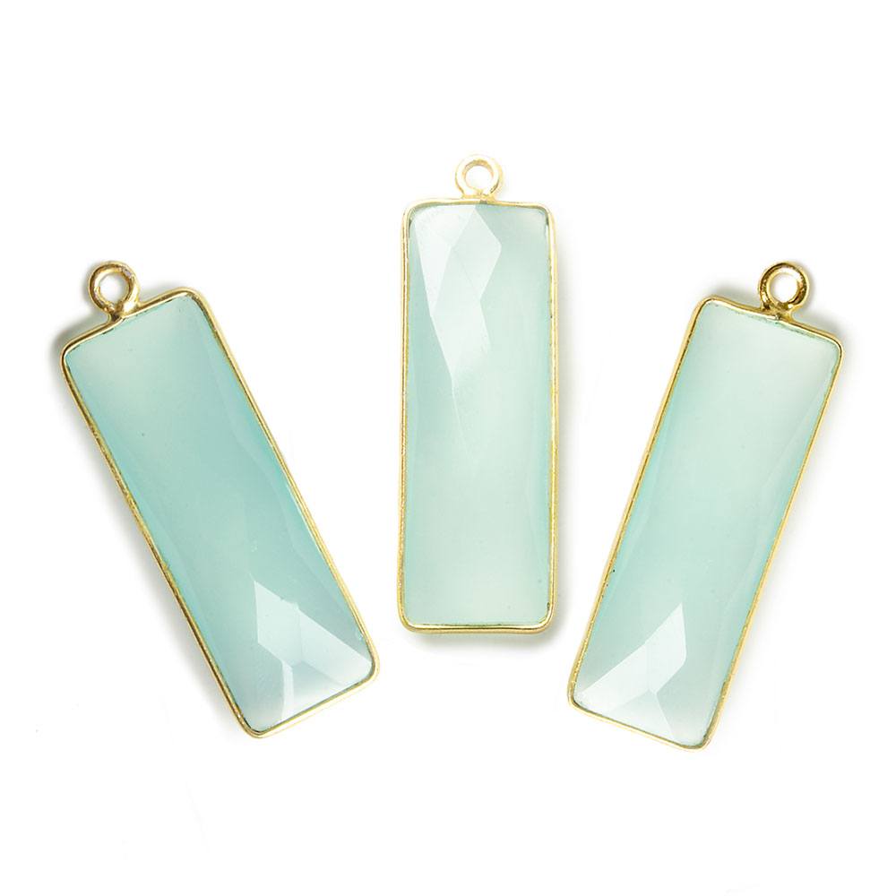 31x11mm Vermeil Bezel Seafoam Chalcedony Bar 1 ring pendant 1 piece