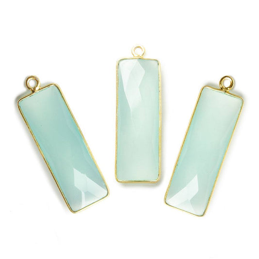 31x11mm Vermeil Bezel Seafoam Chalcedony Bar 1 ring pendant 1 piece
