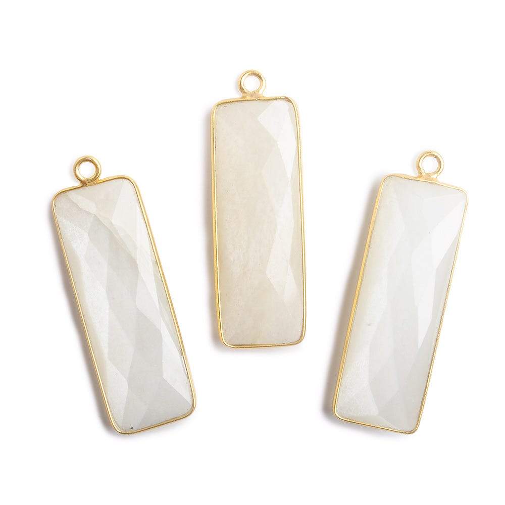 31x11mm Vermeil Bezel Soft White Moonstone Bar 1 ring pendant 1 piece