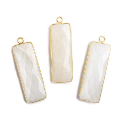 31x11mm Vermeil Bezel Soft White Moonstone Bar 1 ring pendant 1 piece